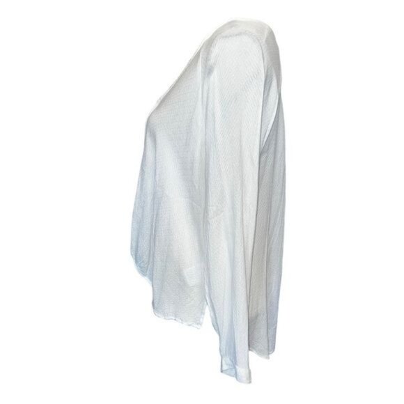 Silence + Noise White Wrap Blouse Womens M V-Neckline Long Sleeve Textured Rayon - Picture 3 of 10
